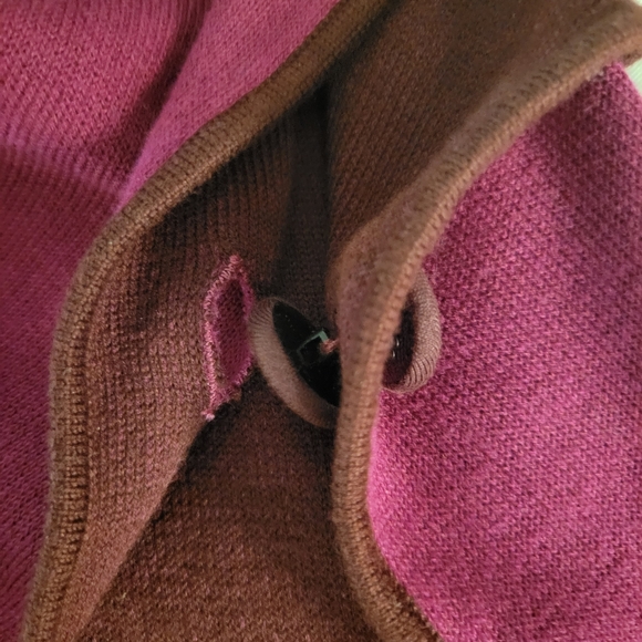 magenta button side open front drape poncho - Picture 3 of 9